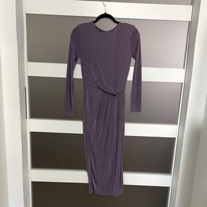 bebe Shimmering Purple Long Sleeve Dress